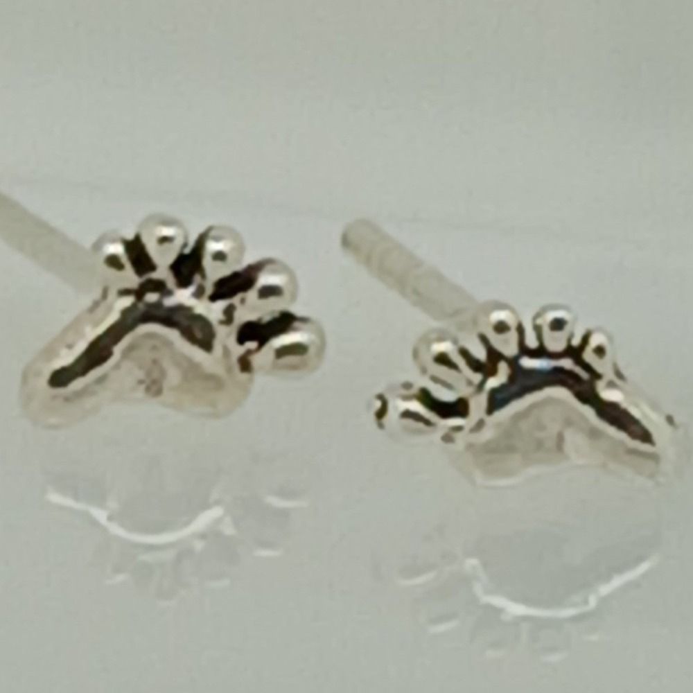 Sterling‎ Silver 925 Baby Feet Stud Earrings Tiny Footprint New Mother Gift